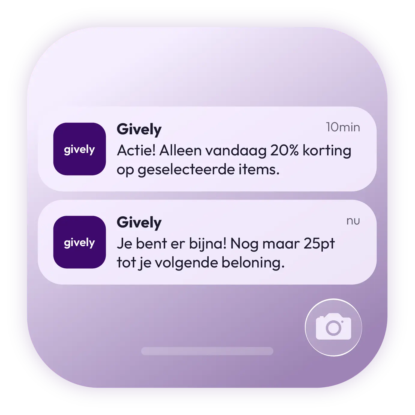 Voorbeeld van een automatische push notificatie op een mobiel vergrendelscherm